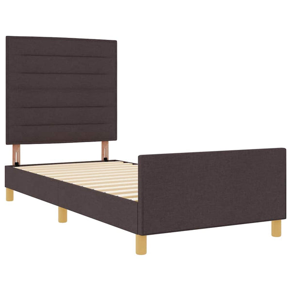 vidaXL Bed Frame with Headboard Dark Brown 80 x 200 cm Fabric