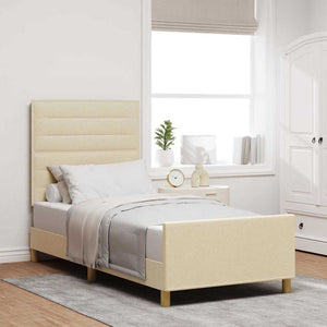 vidaXL Bed Frame with Headboard Cream 80 x 200 cm Fabric