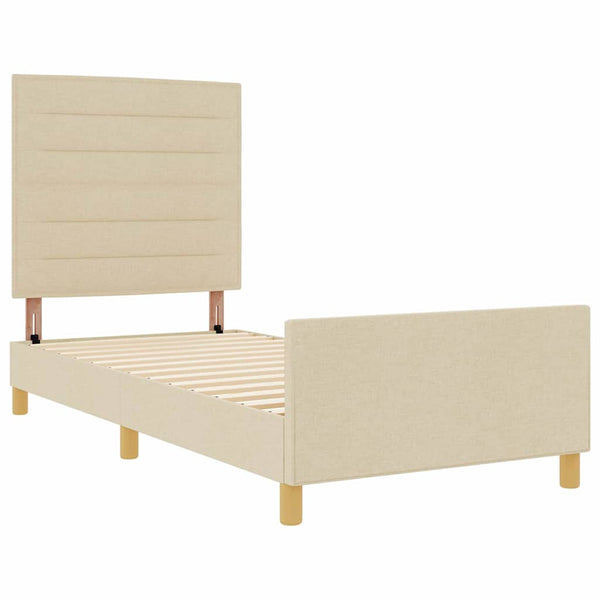 vidaXL Bed Frame with Headboard Cream 80 x 200 cm Fabric