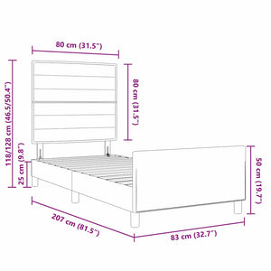 vidaXL Bed Frame with Headboard Cream 80 x 200 cm Fabric
