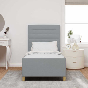 vidaXL Bed Frame with Headboard Light Grey 90 x 190 cm Fabric