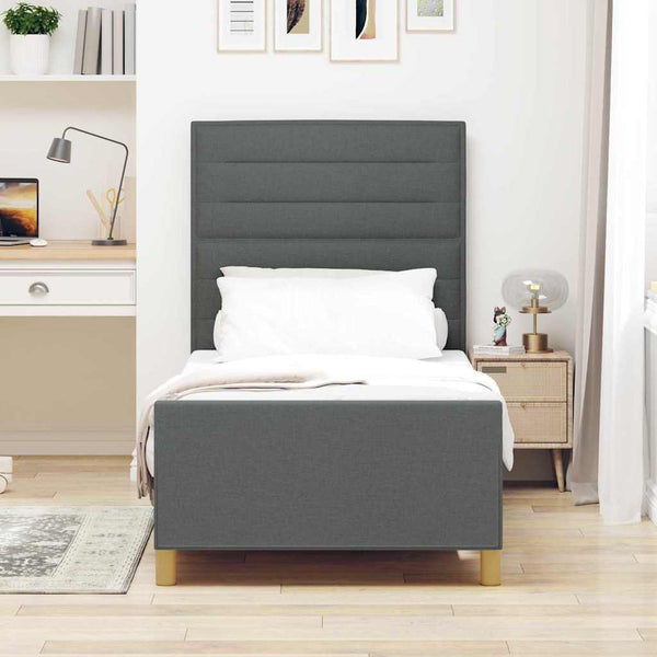 vidaXL Bed Frame with Headboard Dark Grey 90 x 190 cm Fabric