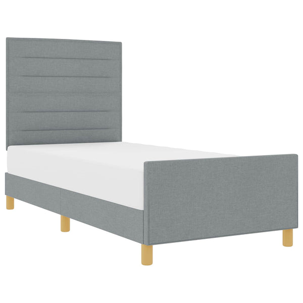 vidaXL Bed Frame with Headboard Light Grey 90 x 200 cm Fabric