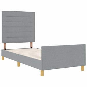 vidaXL Bed Frame with Headboard Light Grey 90 x 200 cm Fabric