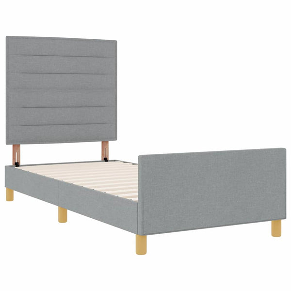 vidaXL Bed Frame with Headboard Light Grey 90 x 200 cm Fabric