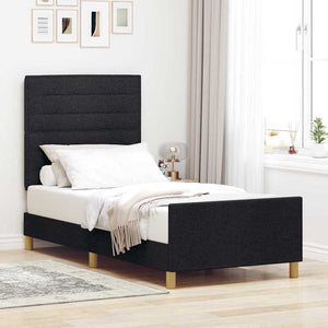 vidaXL Bed Frame with Headboard Black 90 x 200 cm Fabric