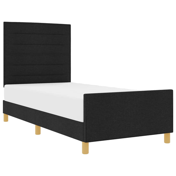 vidaXL Bed Frame with Headboard Black 90 x 200 cm Fabric