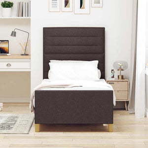 vidaXL Bed Frame with Headboard Dark Brown 90 x 200 cm Fabric