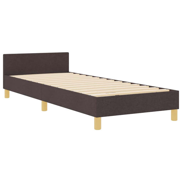 vidaXL Bed Frame with Headboard Dark Brown 90 x 200 cm Fabric