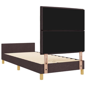 vidaXL Bed Frame with Headboard Dark Brown 90 x 200 cm Fabric