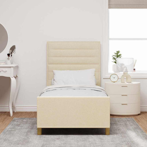 vidaXL Bed Frame with Headboard Cream 90 x 200 cm Fabric