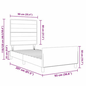 vidaXL Bed Frame with Headboard Blue 90 x 200 cm Fabric
