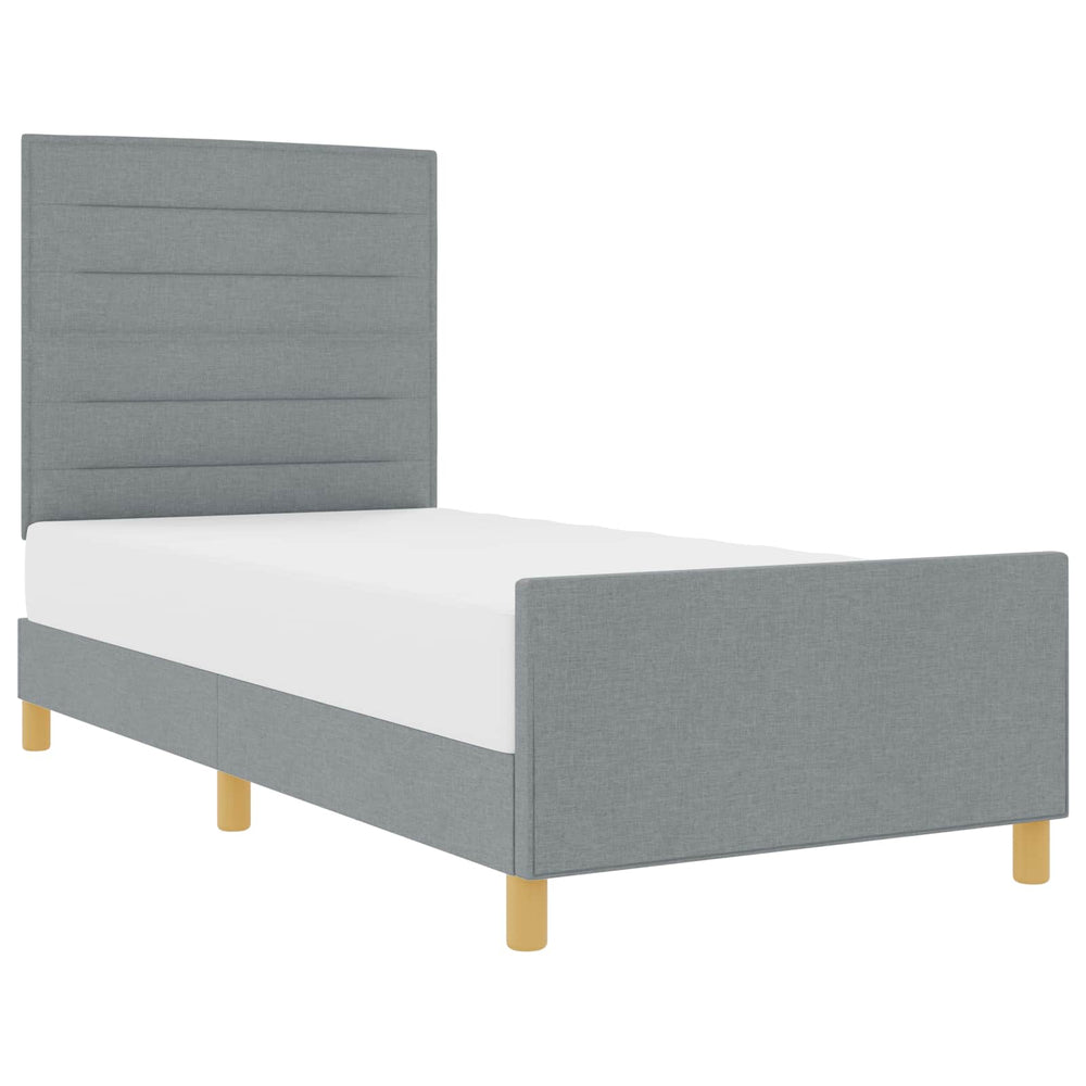 vidaXL Bed Frame with Headboard Light Grey 100 x 200 cm Fabric