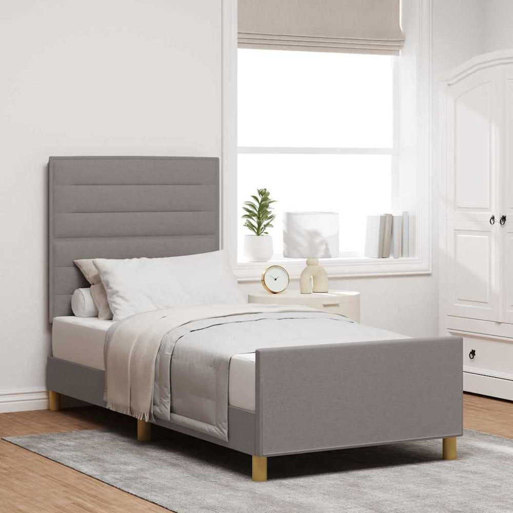 vidaXL Bed Frame with Headboard Taupe 100 x 200 cm Fabric