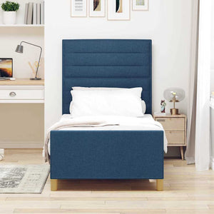 vidaXL Bed Frame with Headboard Blue 100 x 200 cm Fabric