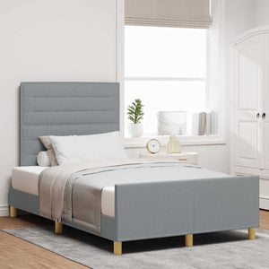 vidaXL Bed Frame with Headboard Light Gray 120 x 190 cm Fabric