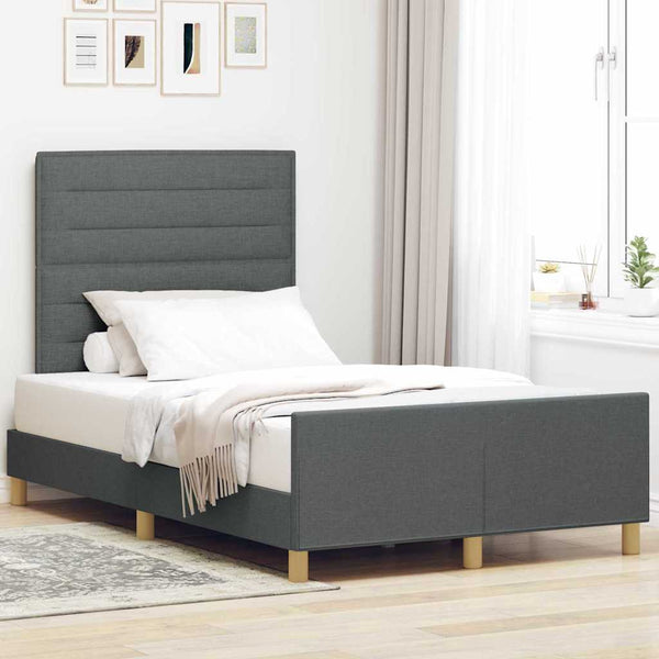 vidaXL Bed Frame with Headboard Dark Gray 120 x 190 cm Fabric