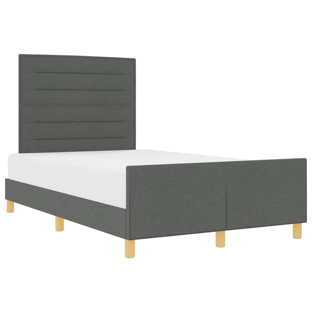 vidaXL Bed Frame with Headboard Dark Gray 120 x 190 cm Fabric