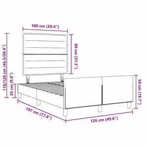 vidaXL Bed Frame with Headboard Dark Gray 120 x 190 cm Fabric