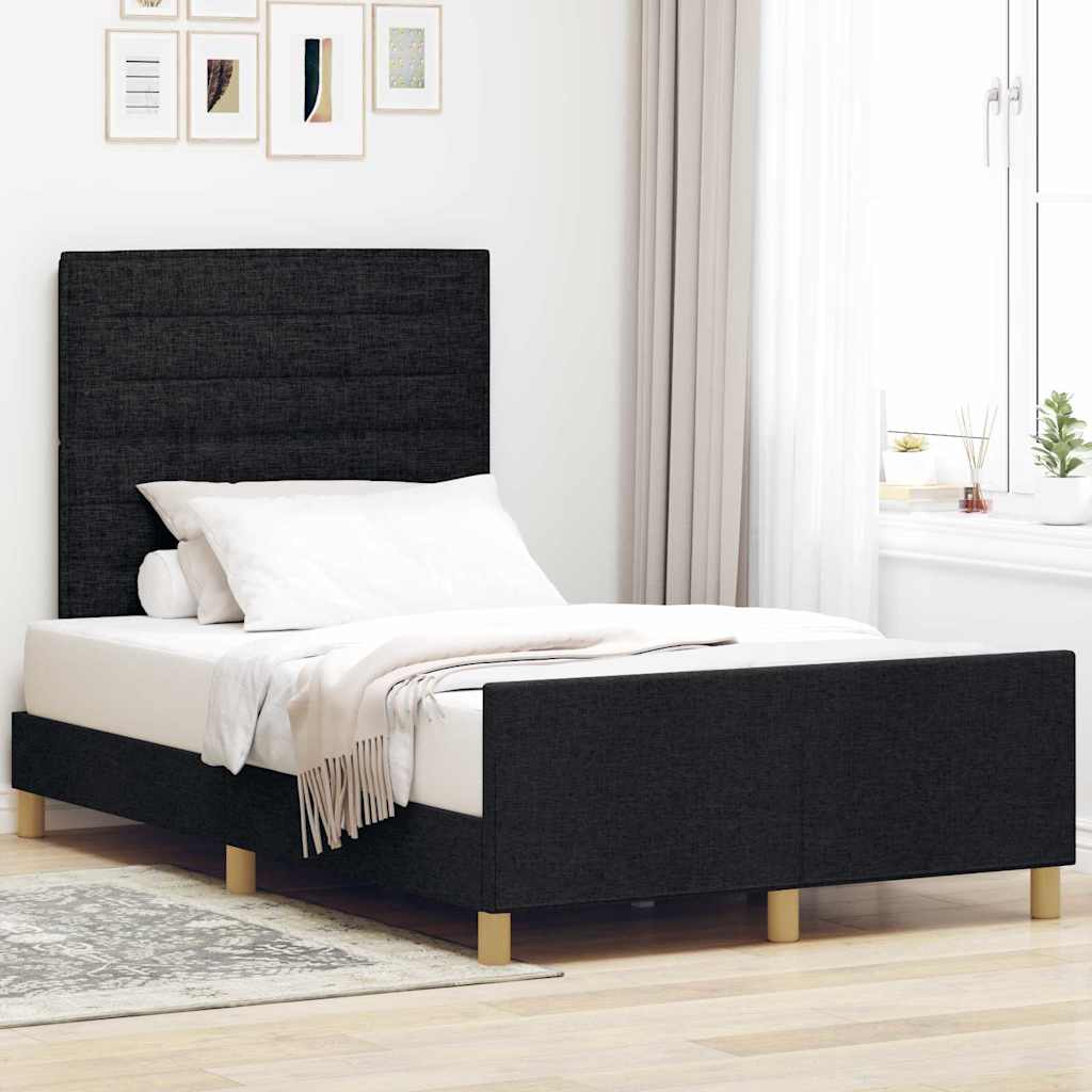 vidaXL Bed Frame with Headboard Black 120 x 190 cm Fabric