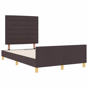 vidaXL Bed Frame with Headboard Dark Brown 120 x 190 cm Fabric