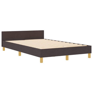 vidaXL Bed Frame with Headboard Dark Brown 120 x 190 cm Fabric