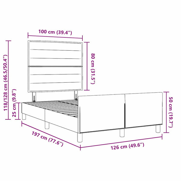 vidaXL Bed Frame with Headboard Taupe 120 x 190 cm Fabric