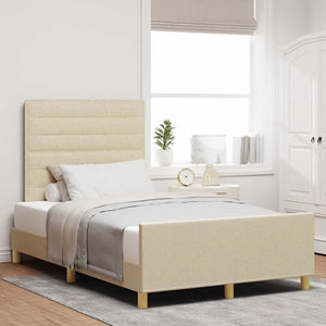 vidaXL Bed Frame with Headboard Cream 120 x 190 cm Fabric