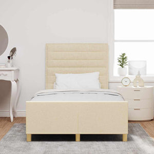 vidaXL Bed Frame with Headboard Cream 120 x 190 cm Fabric