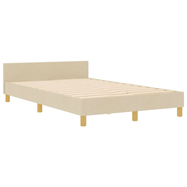 vidaXL Bed Frame with Headboard Cream 120 x 190 cm Fabric
