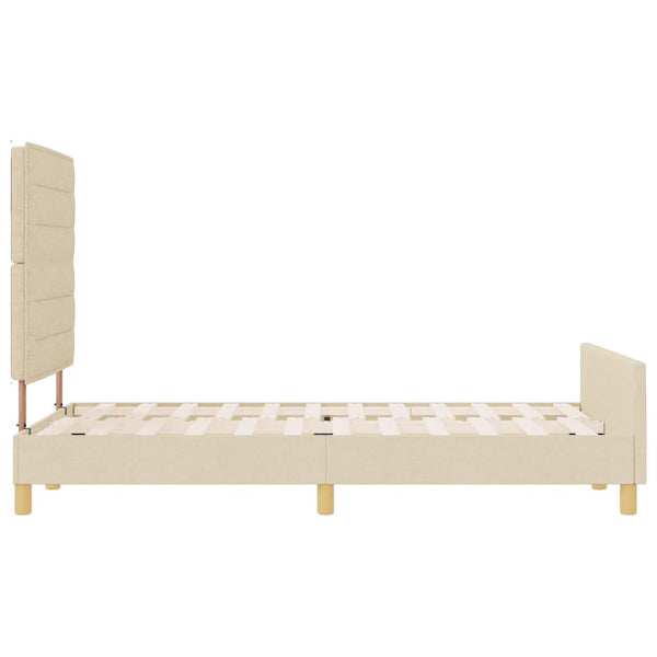 vidaXL Bed Frame with Headboard Cream 120 x 190 cm Fabric