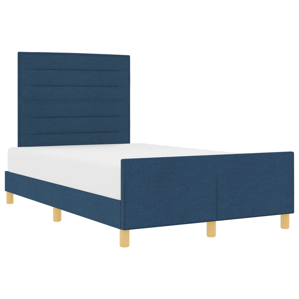 vidaXL Bed Frame with Headboard Blue 120 x 190 cm Fabric