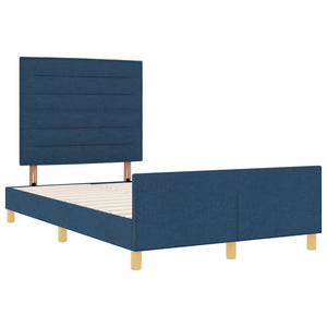 vidaXL Bed Frame with Headboard Blue 120 x 190 cm Fabric