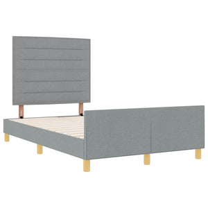 vidaXL Bed Frame with Headboard Light Gray 120 x 200 cm Fabric