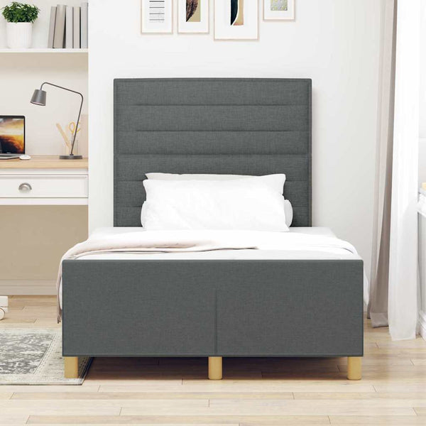 vidaXL Bed Frame with Headboard Dark Grey 120 x 200 cm Fabric
