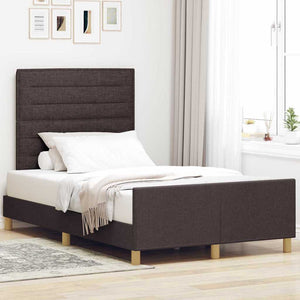 vidaXL Bed Frame with Headboard Dark Brown 120 x 200 cm Fabric