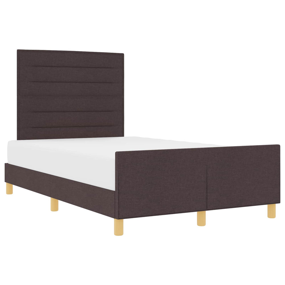 vidaXL Bed Frame with Headboard Dark Brown 120 x 200 cm Fabric