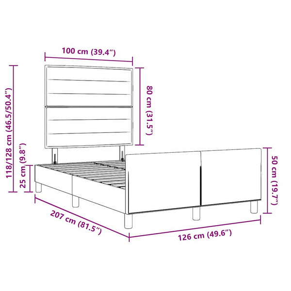 vidaXL Bed Frame with Headboard Dark Brown 120 x 200 cm Fabric