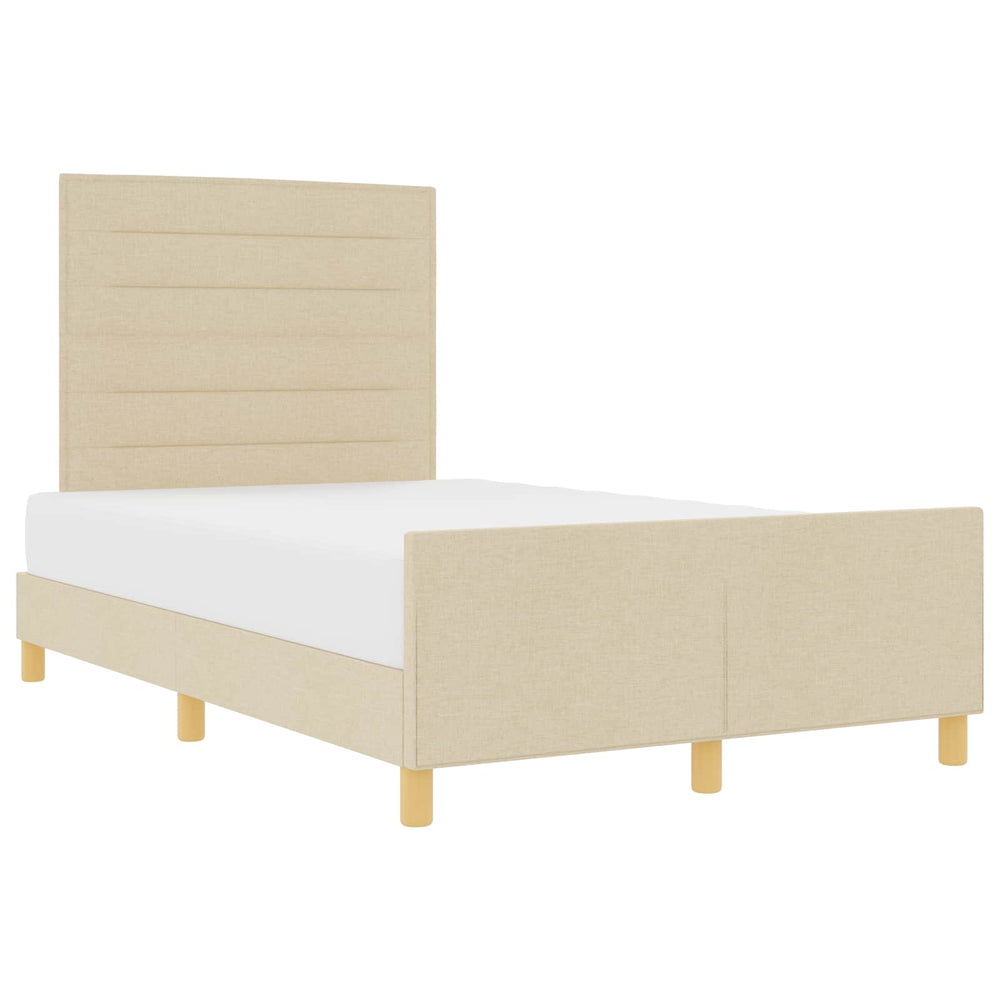 vidaXL Bed Frame with Headboard Cream 120 x 200 cm Fabric