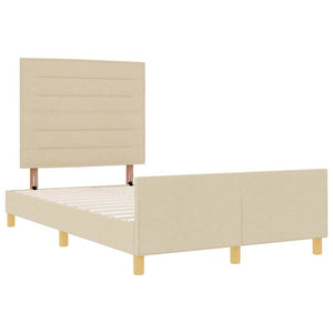 vidaXL Bed Frame with Headboard Cream 120 x 200 cm Fabric