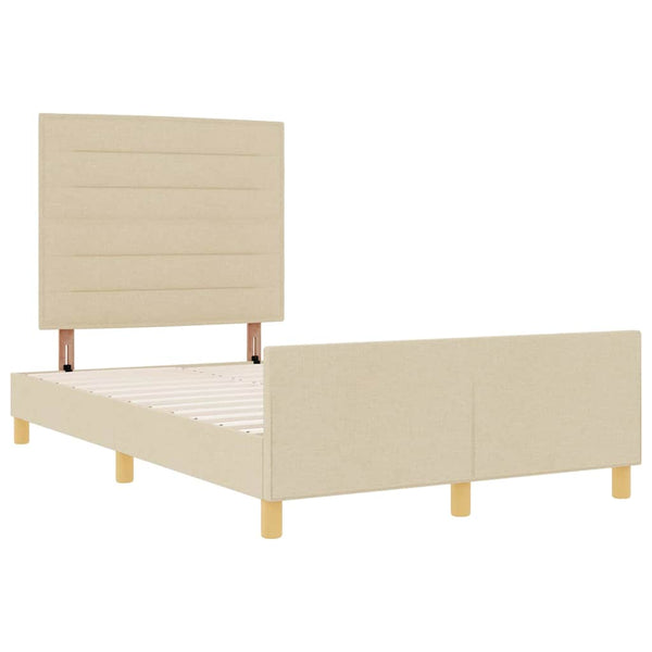 vidaXL Bed Frame with Headboard Cream 120 x 200 cm Fabric