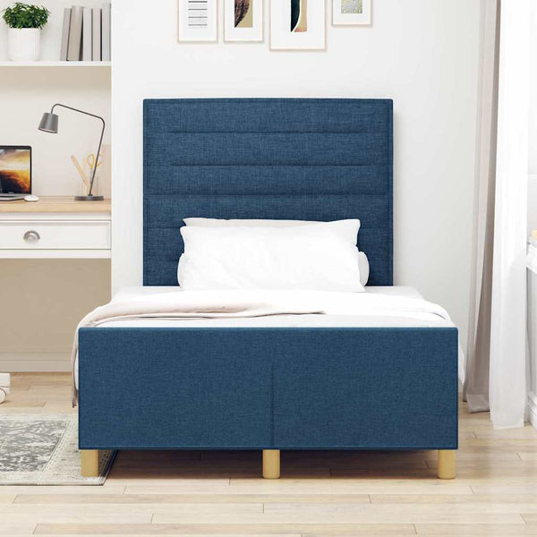 vidaXL Bed Frame with Headboard Blue 120 x 200 cm Fabric