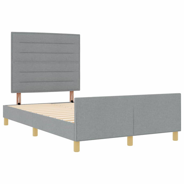 vidaXL Bed Frame with Headboard Light Grey 140 x 190 cm Fabric