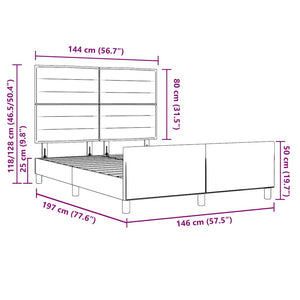 vidaXL Bed Frame with Headboard Light Grey 140 x 190 cm Fabric