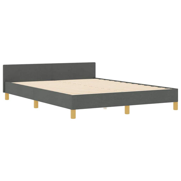 vidaXL Bed Frame with Headboard Dark Grey 140 x 190 cm Fabric