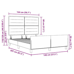 vidaXL Bed Frame with Headboard Dark Grey 140 x 190 cm Fabric