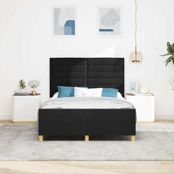 vidaXL Bed Frame with Headboard Black 140 x 190 cm Fabric