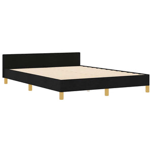 vidaXL Bed Frame with Headboard Black 140 x 190 cm Fabric
