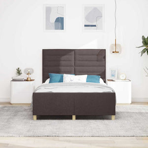 vidaXL Bed Frame with Headboard Dark Brown 140 x 190 cm Fabric