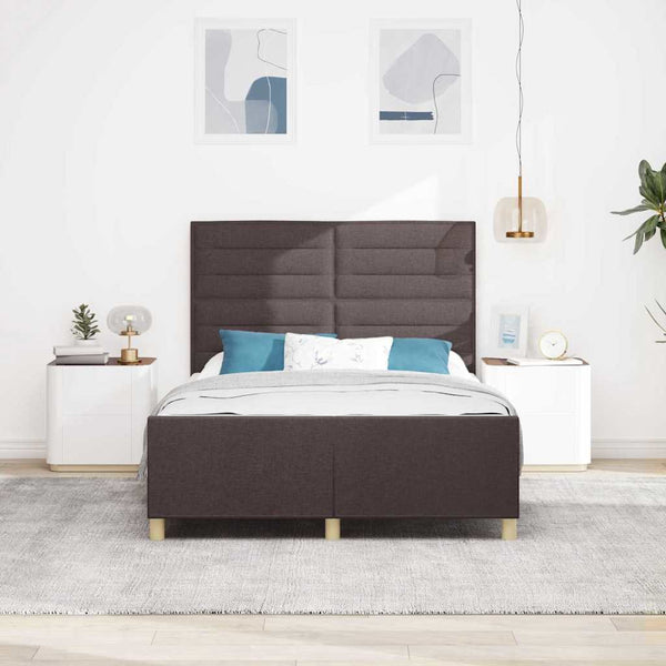 vidaXL Bed Frame with Headboard Dark Brown 140 x 190 cm Fabric
